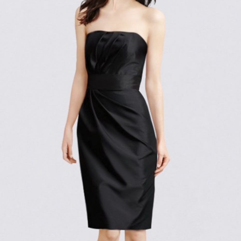 Anthro WTOO by Watters & Watters Strapless Ruched Black Formal Dress Sz 4